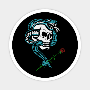 Skull snack blue flower Magnet